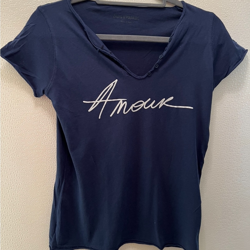 Zadig and Voltaire dark blue “Amour” short sleeve t shirt Sz XS